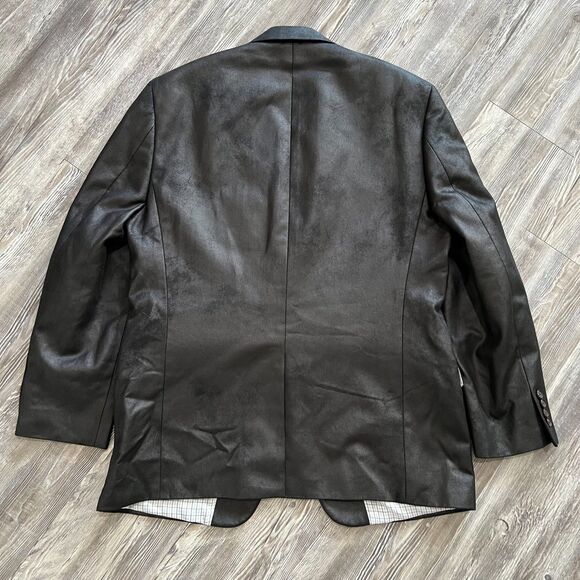 Ralph Lauren Faux Leather Sport Coat Black Blazer Jacket Mens 42R - Picture 2 of 11